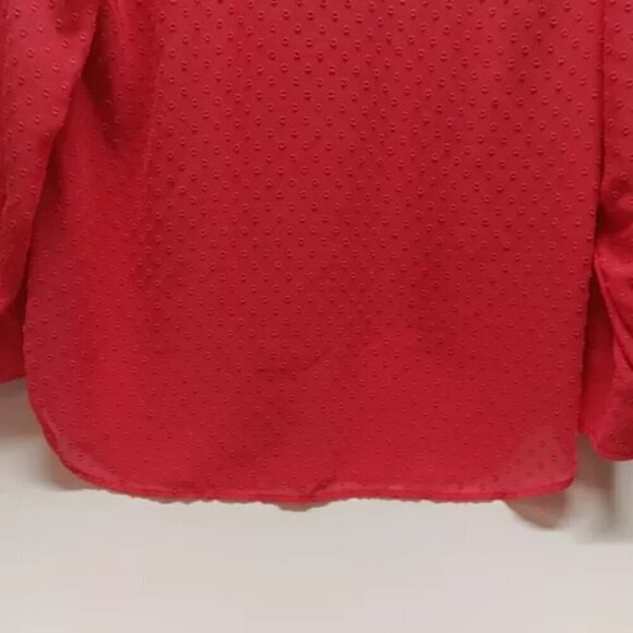 Talbots Ladies Salmon Pink Raised Polka Dot Sheer Lined Blouse Button Up Size M - Picture 7 of 8